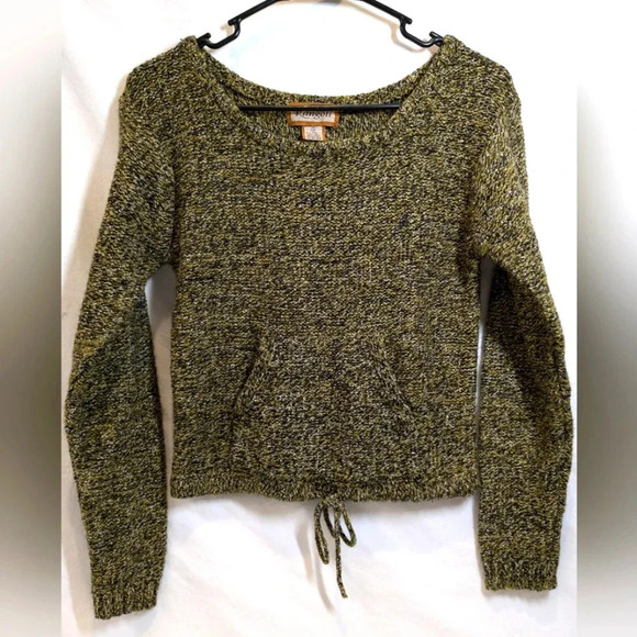 Rangoli pullover wool blend sweater with center pocket, black/ gold,size S - Picture 1 of 7